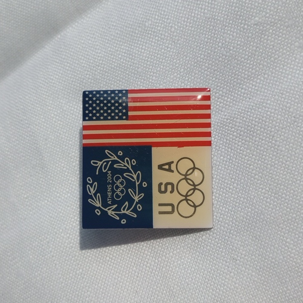 Athens 2004 Olympics USA commemorative square lapel pin